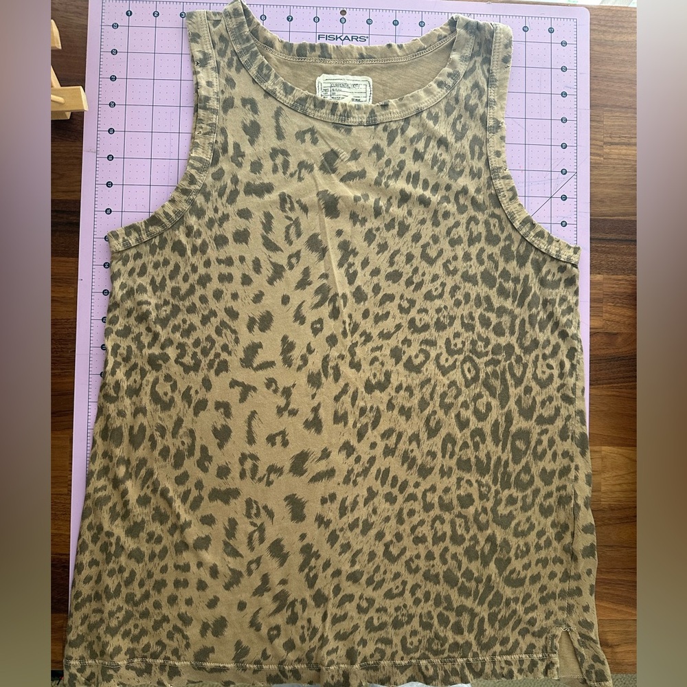 Current/Elliott Muscle Tee Camel Leopard Size 1 Small